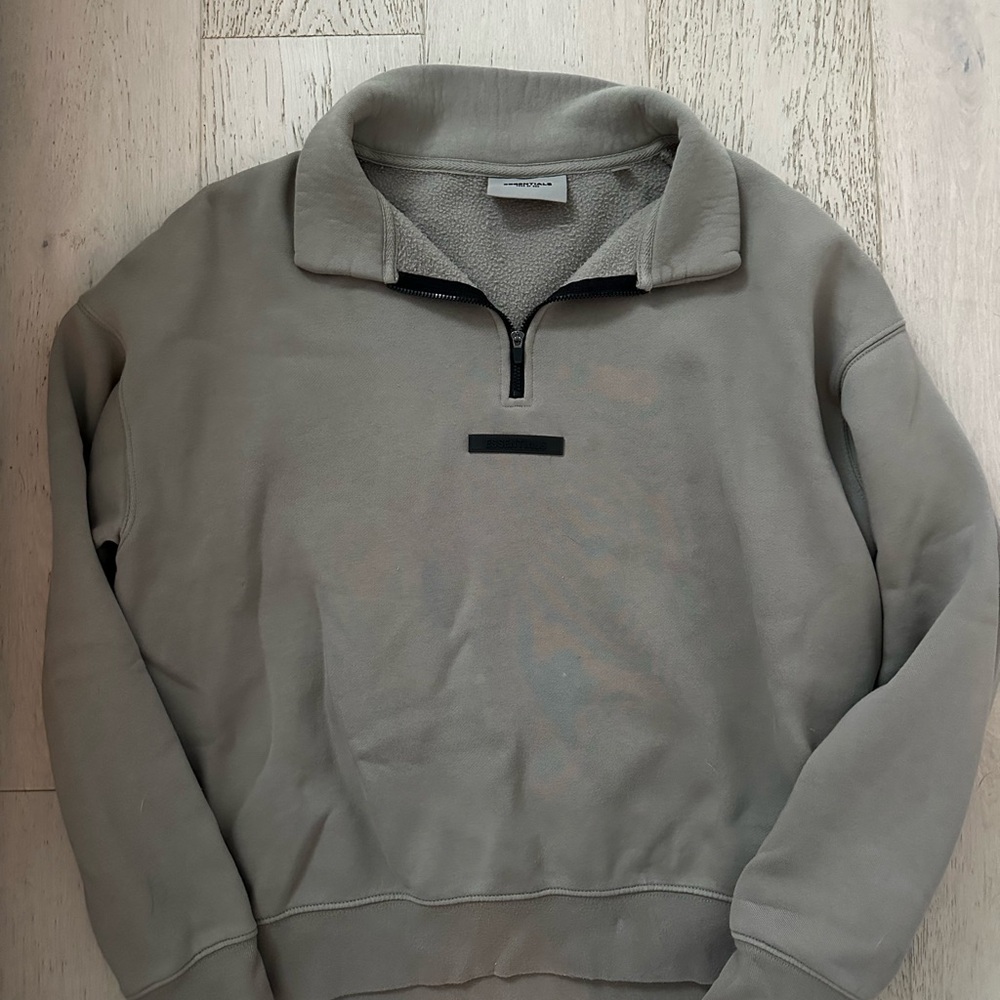 Fear of God Grey/Olive Quarter Zip Up Sweater (SSENSE)